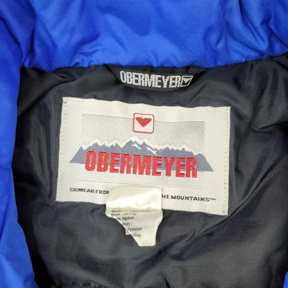 Vintage‎ Obermeyer Ski Jacket Skiwear Blue Black Coat Mens XL Long 90s Hooded